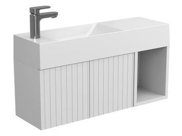 Тумба підвісна AURA біла soft-touch з умивальником SHANGHAI L Miraggio 8815132 фото