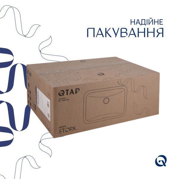 Комплект Qtap Stork: Раковина врізна прамокутна 535x365x190 мм White + Донний клапан PU02O QT15116032WN47293 фото