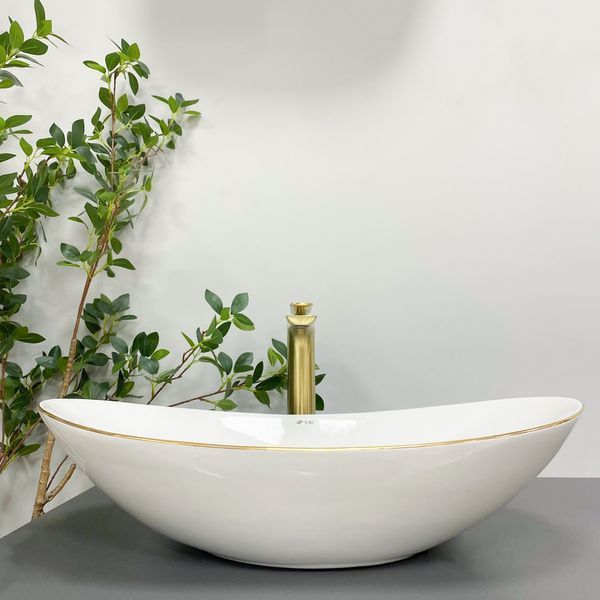 Умивальник (раковина) VBI TURIN WHITE GOLD EDGE накладний VBI-011508 фото