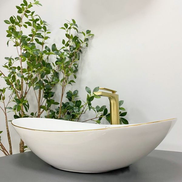 Умивальник (раковина) VBI TURIN WHITE GOLD EDGE накладний VBI-011508 фото