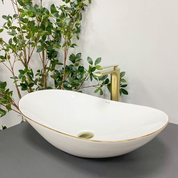 Умивальник (раковина) VBI TURIN WHITE GOLD EDGE накладний VBI-011508 фото