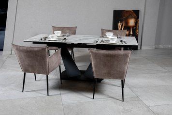 Стіл ЛУАРА 140(200)*80*76 Laminam Bianco Statuario Venato (3mm) АР000092381 фото