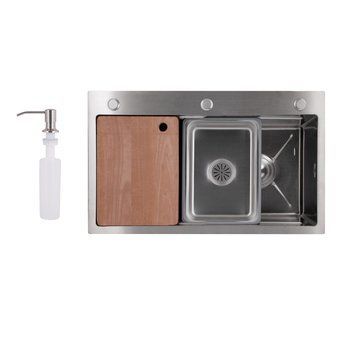 Мийка для кухні інтегрована Lidz Handmade H7545 Brushed Steel 3,0/1,0 мм LDH7545BRU49457 LDH7545BRU49457 фото