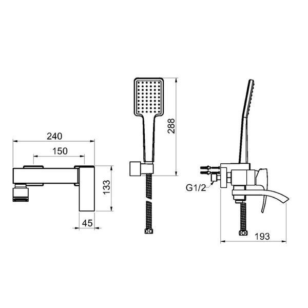 Змішувач для ванни GAPPO G3207-6, чорний G3207-6 фото