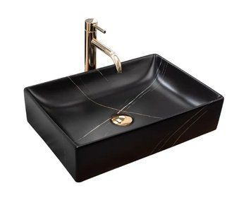 Умивальник (раковина) REA INGA BLACK MARBLE MATT накладний * REA-U8006 фото