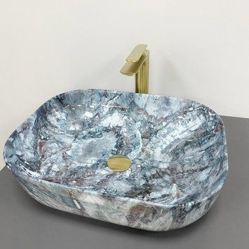 Умивальник (раковина) VBI BERGAMO BLUE TOURMALINE GLOSSY накладний VBI-012504 фото