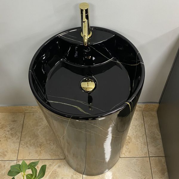 Умивальник (раковина) VBI BOLONIA M BLACK MARBLE підлоговий VBI-019026 фото
