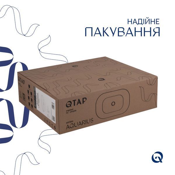 Комплект Qtap Aquarius: Раковина накладна прамокутна 470x380x120 мм White + Донний клапан PU02 QT21112185WN47295 фото