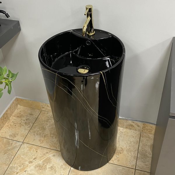 Умивальник (раковина) VBI BOLONIA M BLACK MARBLE підлоговий VBI-019026 фото