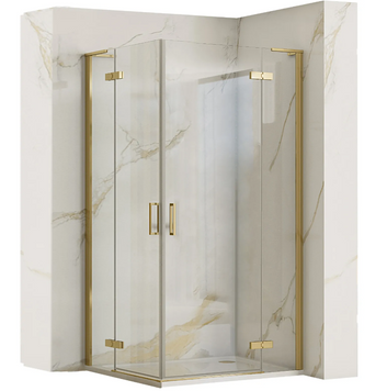 Душова кабіна REA HUGO 90х90 BRUSHED GOLD подвійна REA-K6609 фото