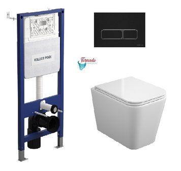 Інсталяція KollerPool AQUA LINE + EDGE Black панель змиву + підвісний унітаз TREND з сидінням Soft-close ( змив Tornado ) 8604ebdb-2f12-11ef-bb6b-a0423f42a789 фото