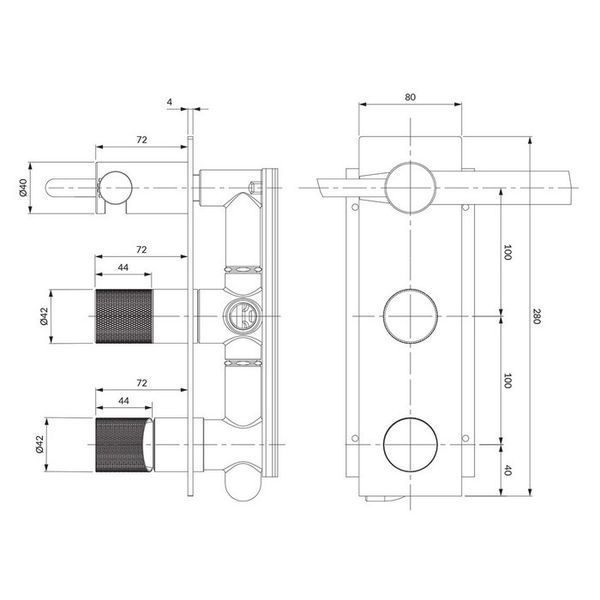 Змішувач для ванни і душу Omnires Contour прихованого монтажу, chrome (CT8035/1glb) CT8035/1GLB фото