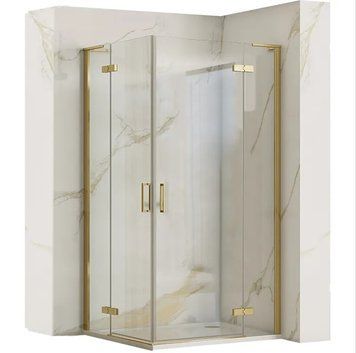 Душова кабіна REA HUGO 100х100 BRUSHED GOLD подвійна REA-K6605 фото