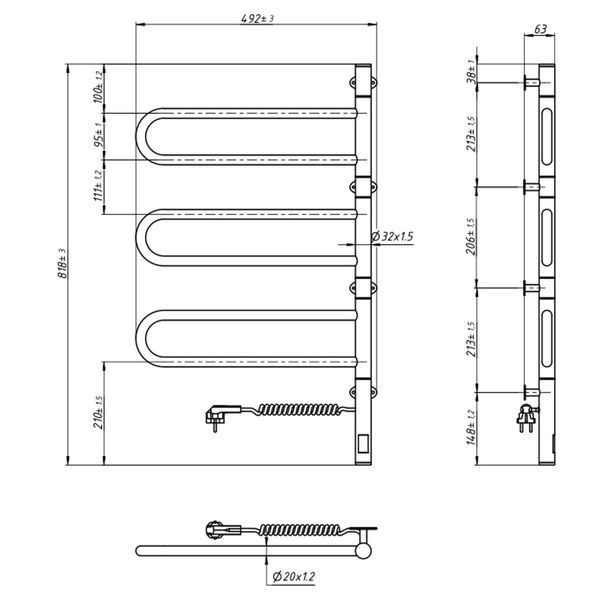 Рушникосушка Fouette 480х800 Sensor з таймером, біла 12-112033-4880 фото