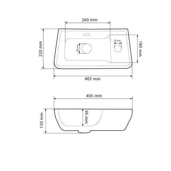 Умивальник (раковина) VBI JESI L WHITE підвісний VBI-015614 фото