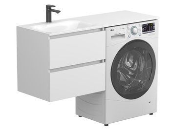 Тумба підвісна LUMO Біла матова з умивальником JESSEL 1200 L Miraggio 8815213 фото