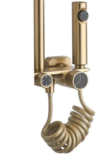 Душовий гарнітур REA HELIX BRUSHED GOLD матове золото з виливом REA-P6621 фото