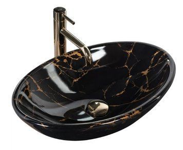 Умивальник (раковина) REA PAMELA BLACK MARBLE SHINY накладний REA-U5067 фото