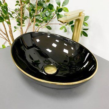 Умивальник (раковина) VBI PARMA BLACK GOLD EDGE накладний VBI-011012 фото
