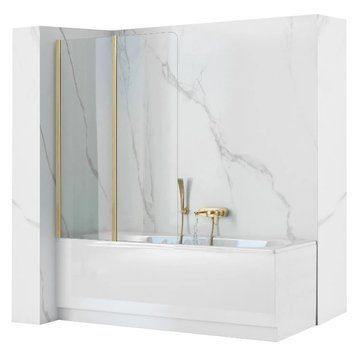Шторка для ванни REA AGAT-2 100 BRUSHED GOLD складана REA-K9777 фото