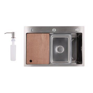 Мийка для кухні інтегрована Lidz Handmade H6845 Brushed Steel 3,0/1,0 мм LDH6845BRU49455 LDH6845BRU49455 фото
