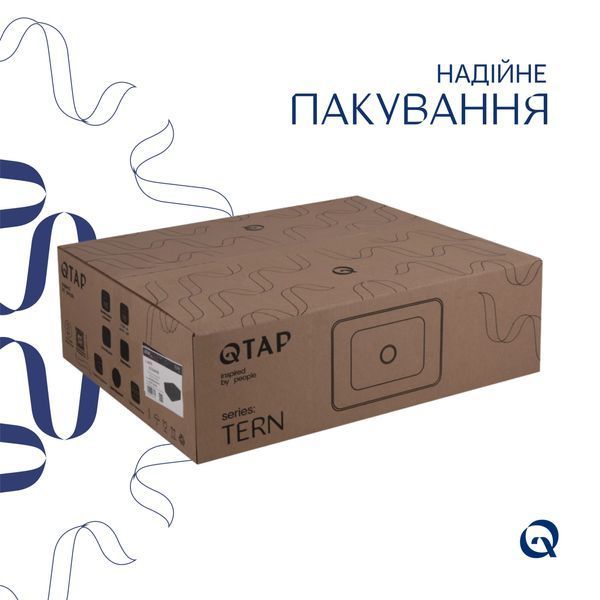 Комплект Qtap Tern: Раковина накладна прамокутна 480х370х135 мм Matt Black + Донний клапан PU03 QT172074MBMBN47300 фото