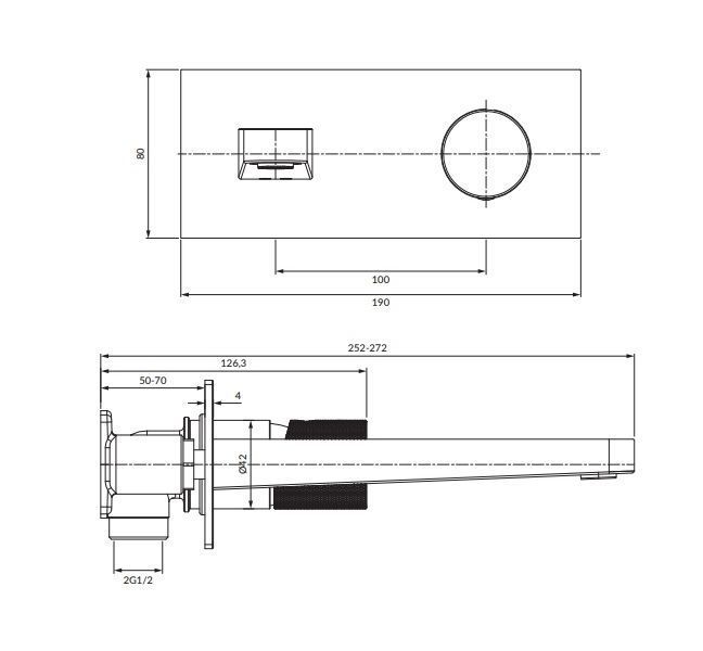 Змішувач для умивальника Omnires Contour прихованого монтажу, brushed copper (CT8015CPB) CT8015CPB фото