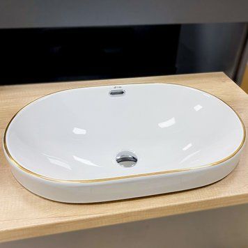 Умивальник (раковина) VBI GAETA WHITE GOLD EDGE врізний VBI-018032 фото