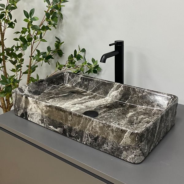 Умивальник (раковина) VBI TRIEST ANTHRACITE MARBLE накладний VBI-012717 фото