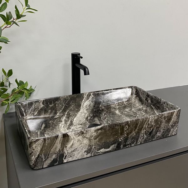 Умивальник (раковина) VBI TRIEST ANTHRACITE MARBLE накладний VBI-012717 фото