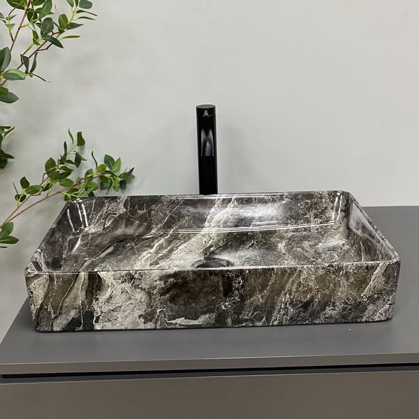 Умивальник (раковина) VBI TRIEST ANTHRACITE MARBLE накладний VBI-012717 фото
