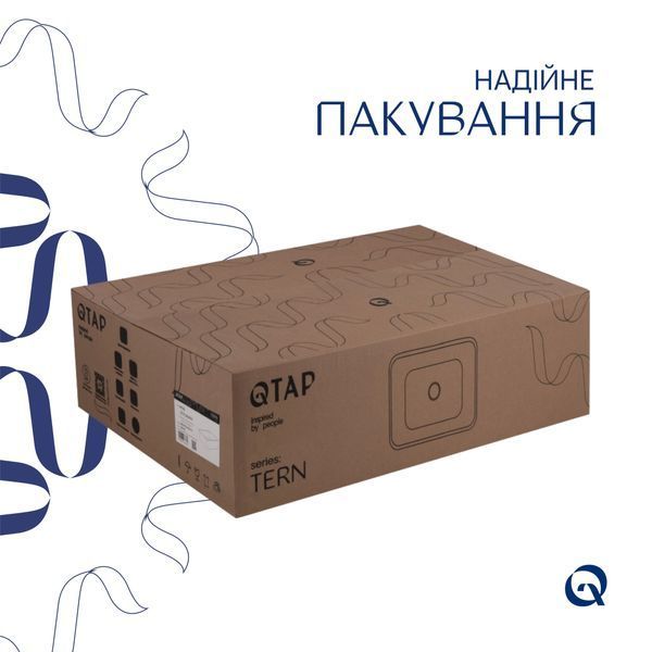 Комплект Qtap Tern: Раковина накладна прамокутна 480х370х135 мм White + Донний клапан PU02 QT17112074WN47301 фото
