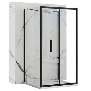 Душова кабіна REA RAPID FOLD 100х90 BLACK пристінна REA-KPL-09917 фото