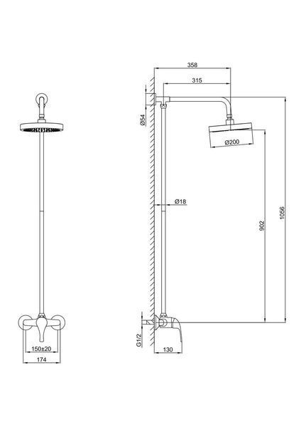 Душева система Frap F2426, хром F2426 фото