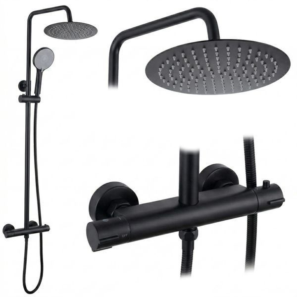 душова система для душу з термостатом Rea Lungo black (REA-P6733) REA-P6733 фото