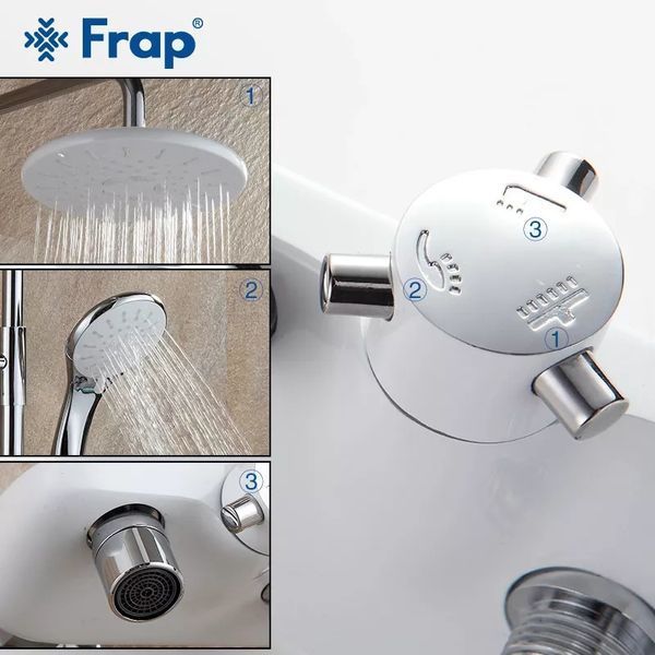 Душева система Frap F2431, поворотний вилив, лійка, білий/хром F2431 фото