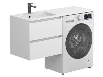 Тумба підвісна LUMO Біла матова з умивальником DELLA 1200 L Miraggio 8815210 фото