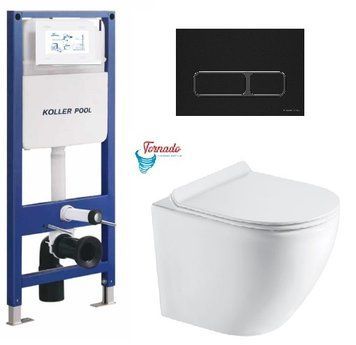 Інсталяція KollerPool AQUA LINE + EDGE Black панель змиву + підвісний унітаз ROUND Smart з сидінням Soft-close ( змив Tornado 3,0 ) 8604ebe7-2f12-11ef-bb6b-a0423f42a789 фото