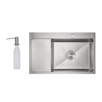 Мийка для кухні інтегрована Lidz Handmade Max 500 H7849L Brushed Steel, 3,0/1,0 мм, крило зліва, збільшена чаша LDH7849LBRU49463 LDH7849LBRU49463 фото