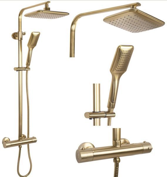 Душовий гарнітур REA TOM BRUSHED GOLD матове золото з термостатом REA-P5004 фото