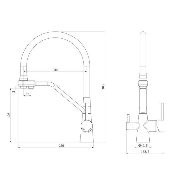Змішувач кухонний з підключенням до фільтра Bolonia 03 Gun Metal АР000084840 фото