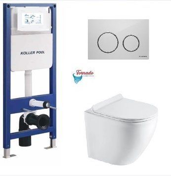Інсталяція KollerPool AQUA LINE + TWIST White панель змиву + підвісний унітаз ROUND Smart з сидінням Soft-close ( змив Tornado 3,0 ) 8604ebe9-2f12-11ef-bb6b-a0423f42a789 фото