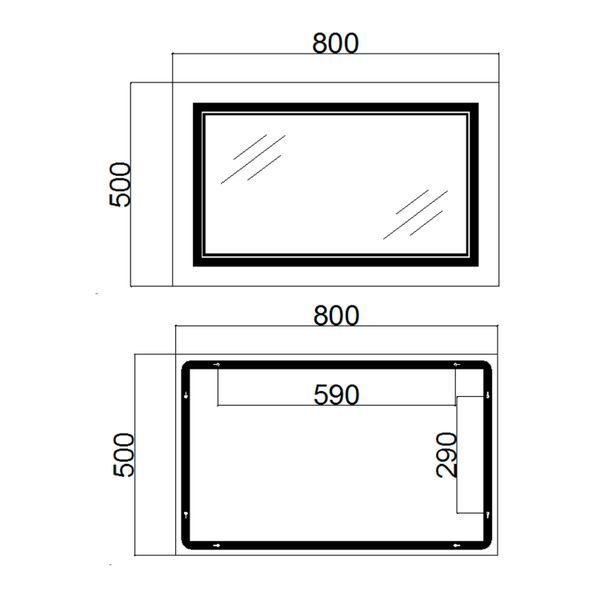 Дзеркало Qtap Cardinal (CA1) 800х500 з LED-підсвічуванням Touch, з антизапотіванням, з димером, рег. темп. кольору (3000-6500K) Reverse QT0478C5080 QT0478C8050 фото