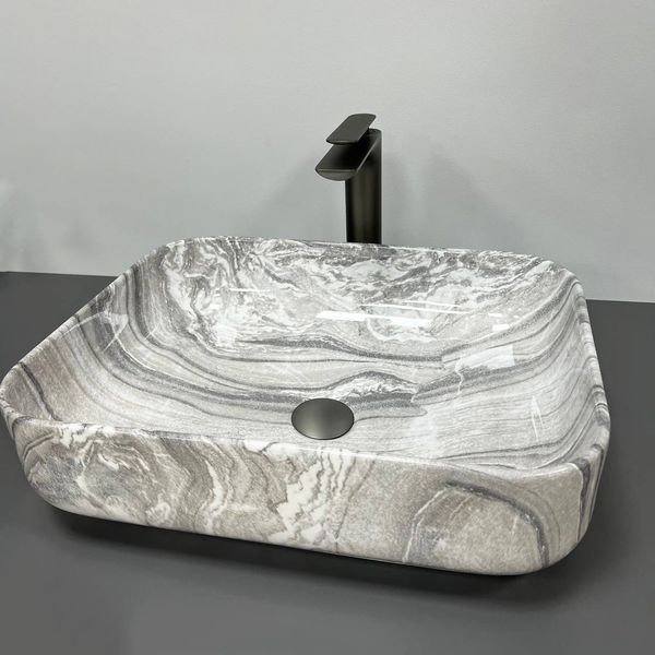 Умивальник (раковина) VBI PALERMO GREY ONYX GLOSSY накладний VBI-012303 фото