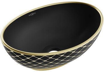 Умивальник (раковина) MEXEN ELZA BLACK MATT DIAMOND GOLD накладний MEX-21014029 фото