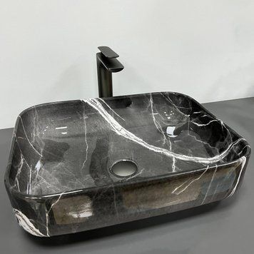 Умивальник (раковина) VBI PALERMO DARK GREY AGATE GLOSSY накладний VBI-012304 фото