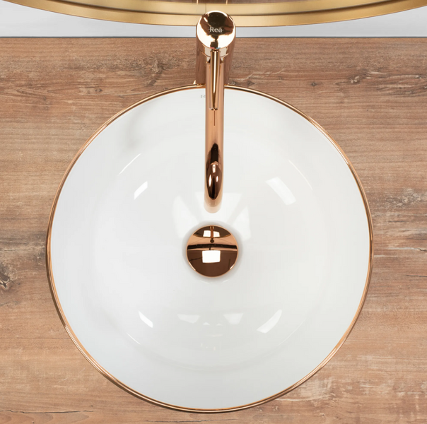 Умивальник (раковина) REA STELLA ROSE GOLD EDGE накладний * REA-U7444 фото