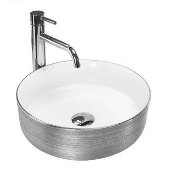 Умивальник (раковина) REA SAMI BRUSHED SILVER WHITE накладний REA-U3304 фото