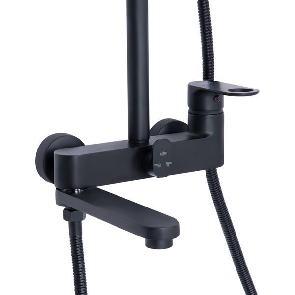 Душова система універсальна Qtap Jay на три споживача (з виливом) QTJAY111BLM45549 Black Matt QTJAY111BLM45549 фото