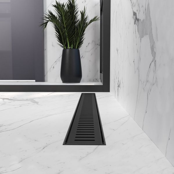 Трап лінійний AQUA 80cм та решіткою Line mattblack 1901160613 фото